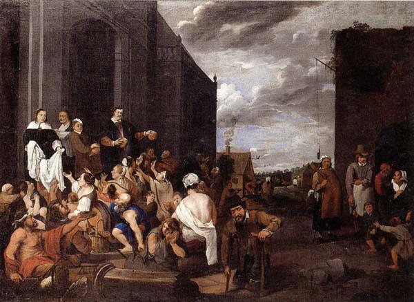 Matthias van Helmont A Lady and gentleman distributing alms to the poor France oil painting art